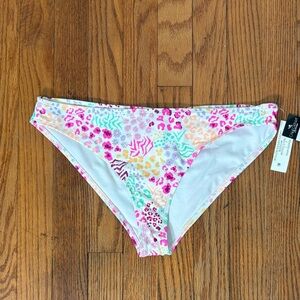 California Waves Hipster Bikini Bottoms White‎ Floral size L NWT